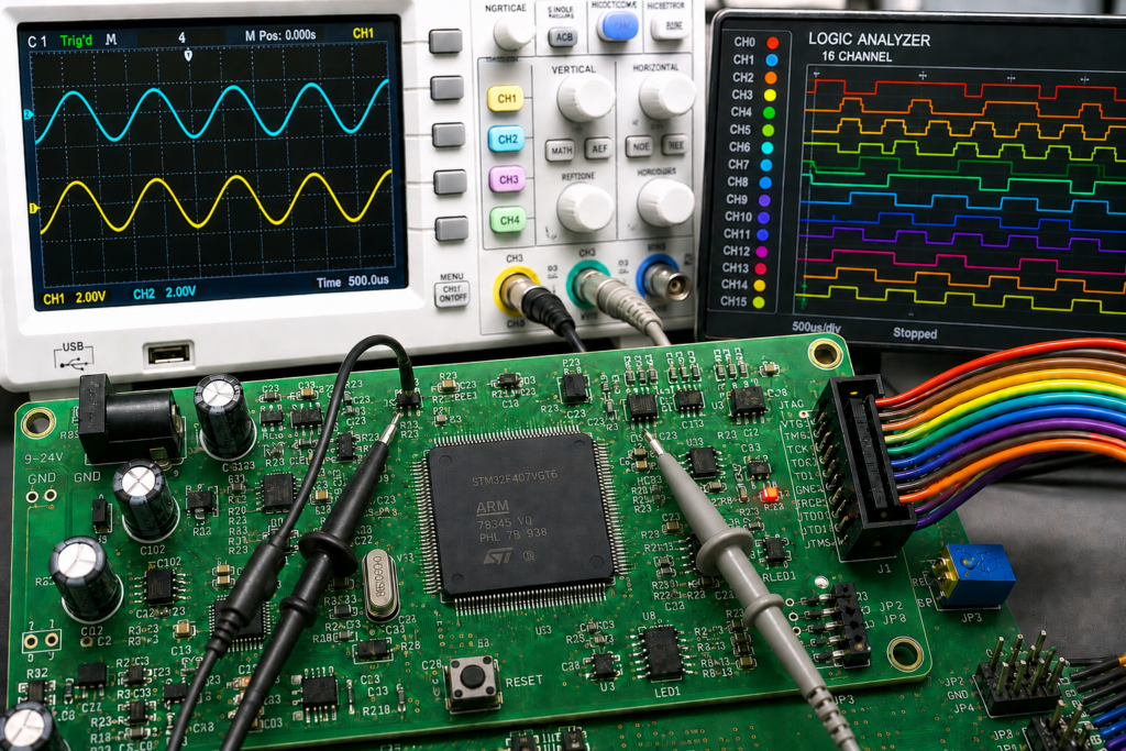 PCB and Oscilloscope